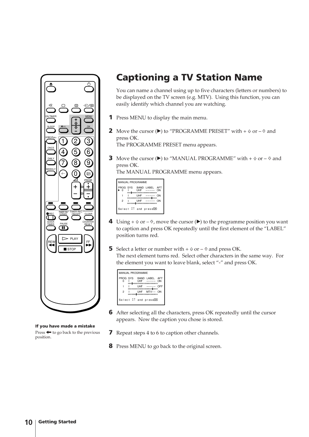 Sony KV-14V4U operating instructions Appears. Now the caption you chose is stored 