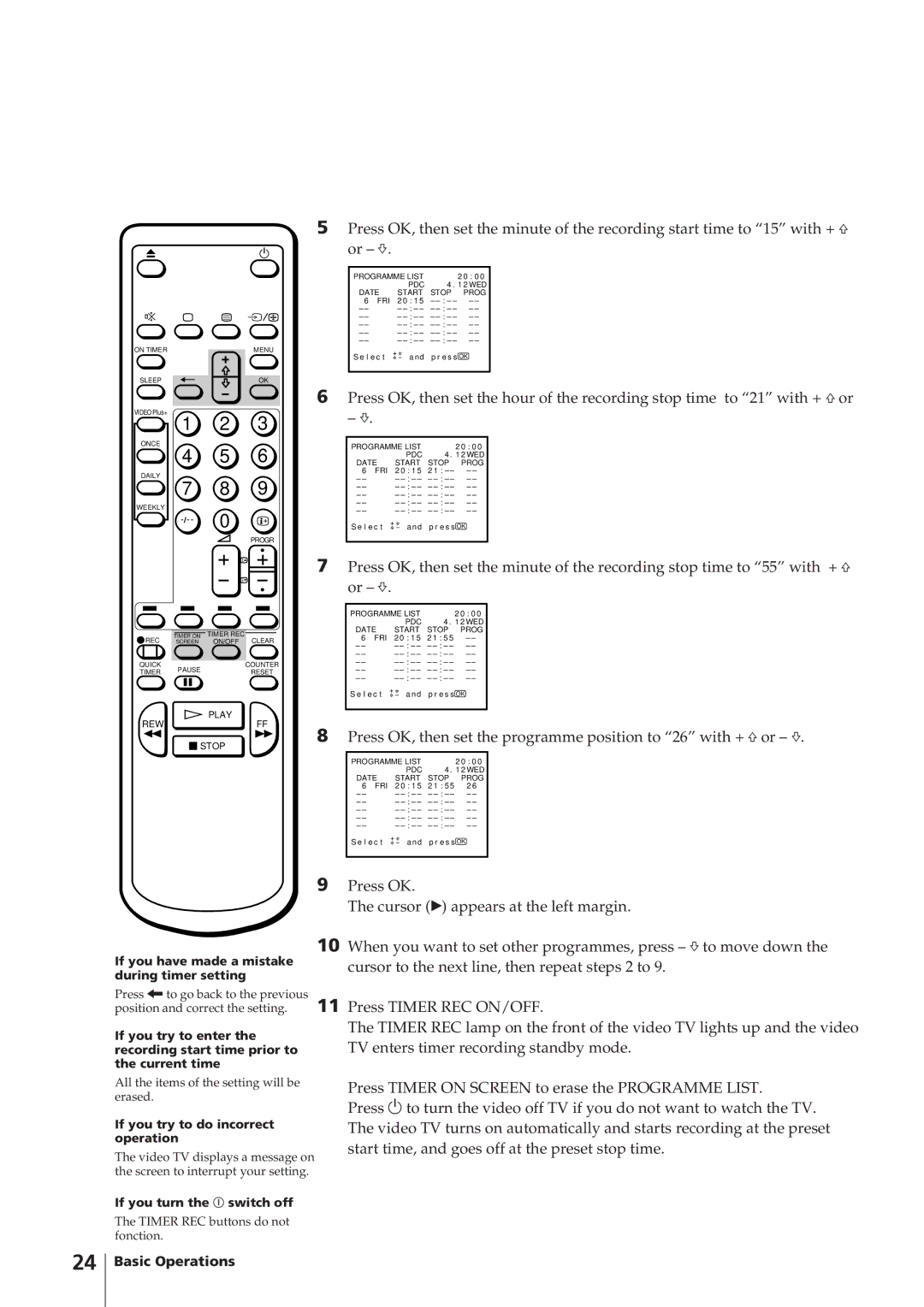 Sony KV-14V4U operating instructions Press OK, then set the programme position to 26 with + ×or Ã 