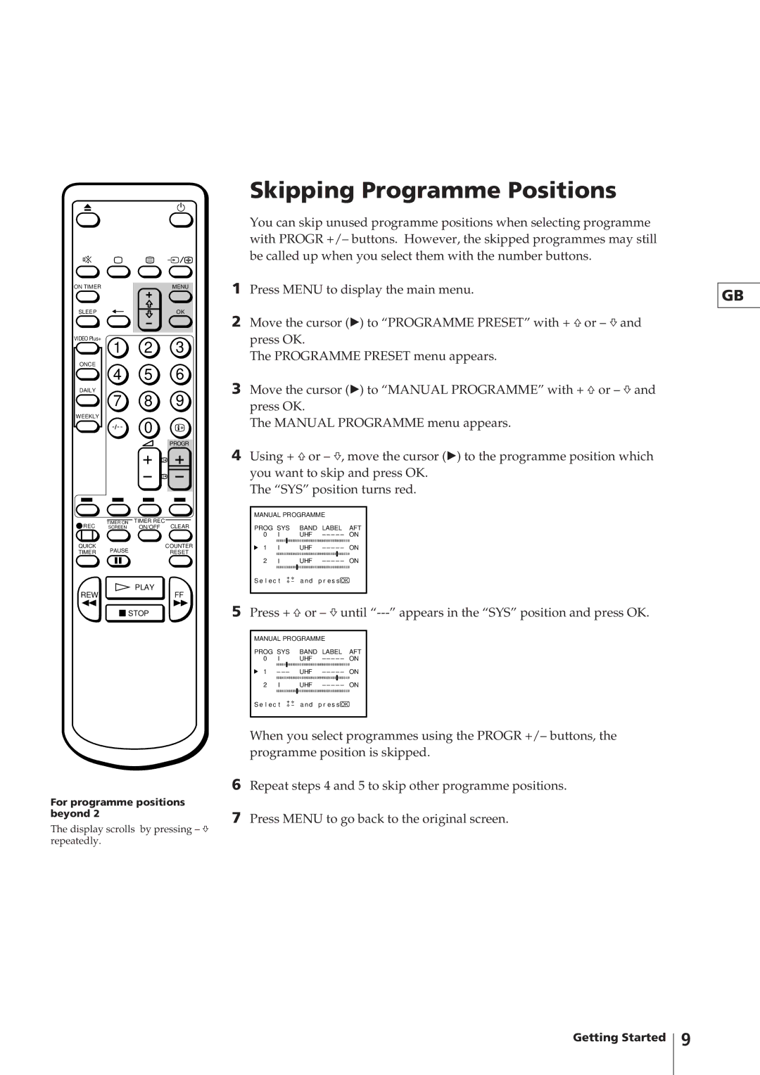 Sony KV-14V4U operating instructions Play Rewff 