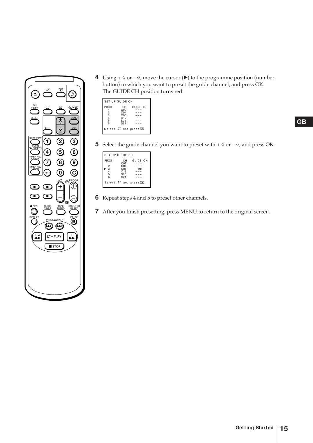 Sony KV-21V5D, KV-14V6D, KV-21V6D, KV-14V5D operating instructions T U P G U I D E C H Prog Guide 