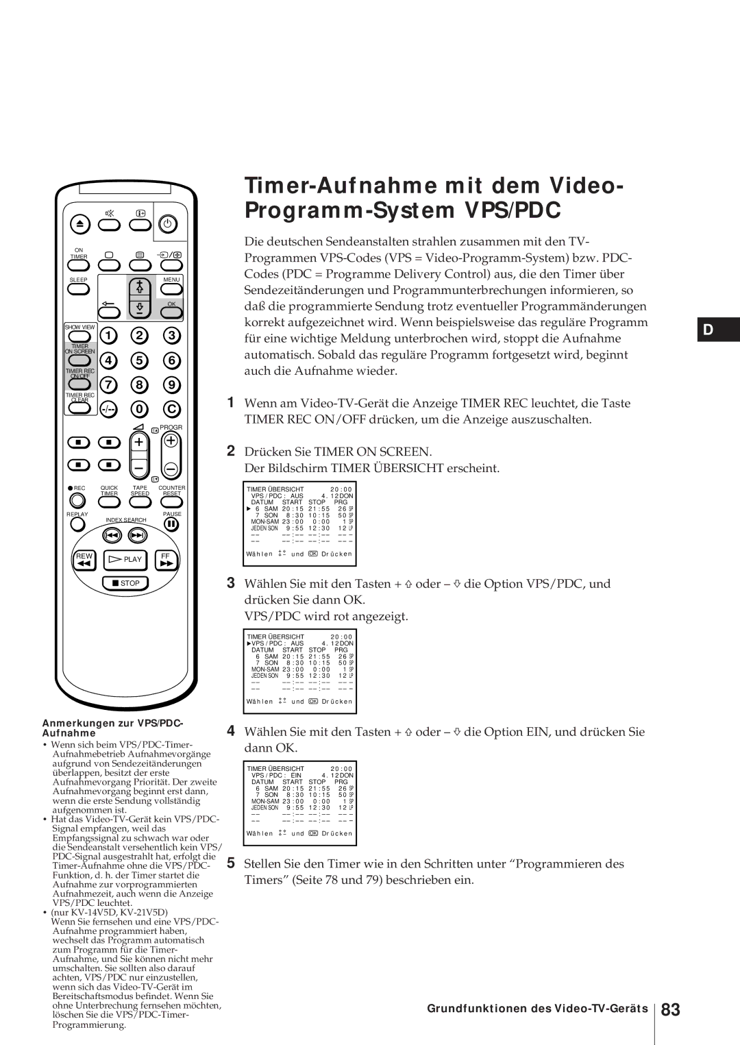 Sony KV-14V6D, KV-21V6D operating instructions Nur KV-14V5D, KV-21V5D 