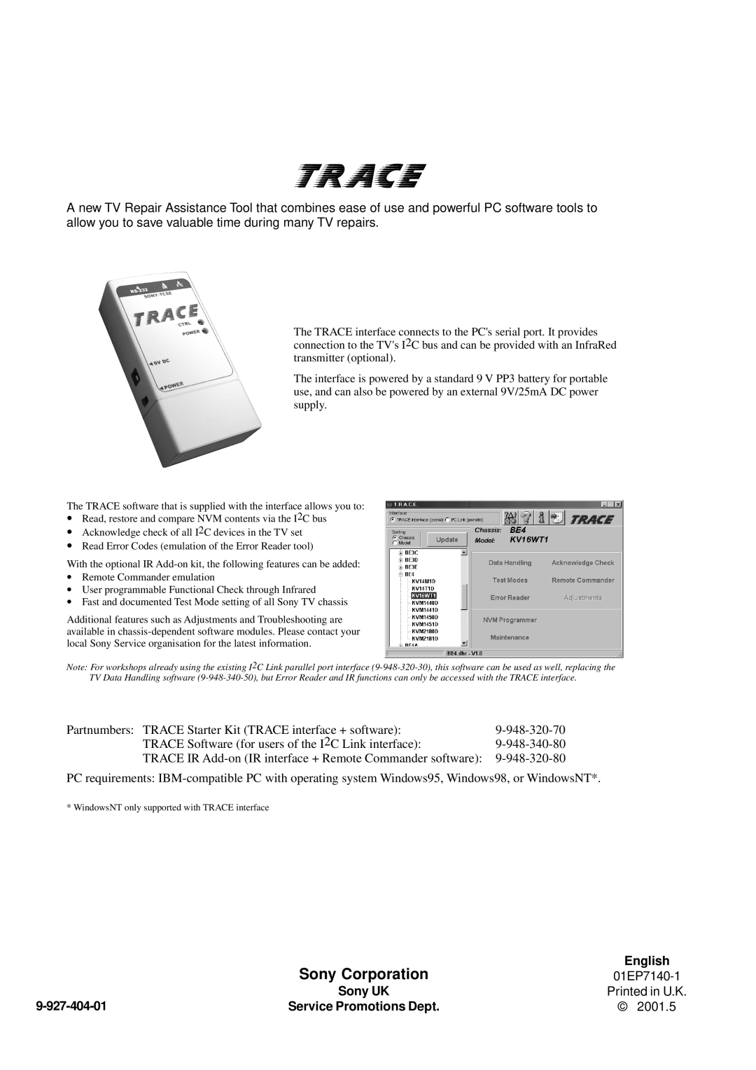 Sony KV-21FX30E, KV-21FX30B service manual Service Promotions Dept 