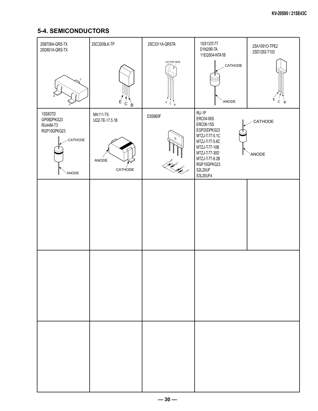 Sony KV-21SE43C, KV-20S90 service manual Semiconductors 