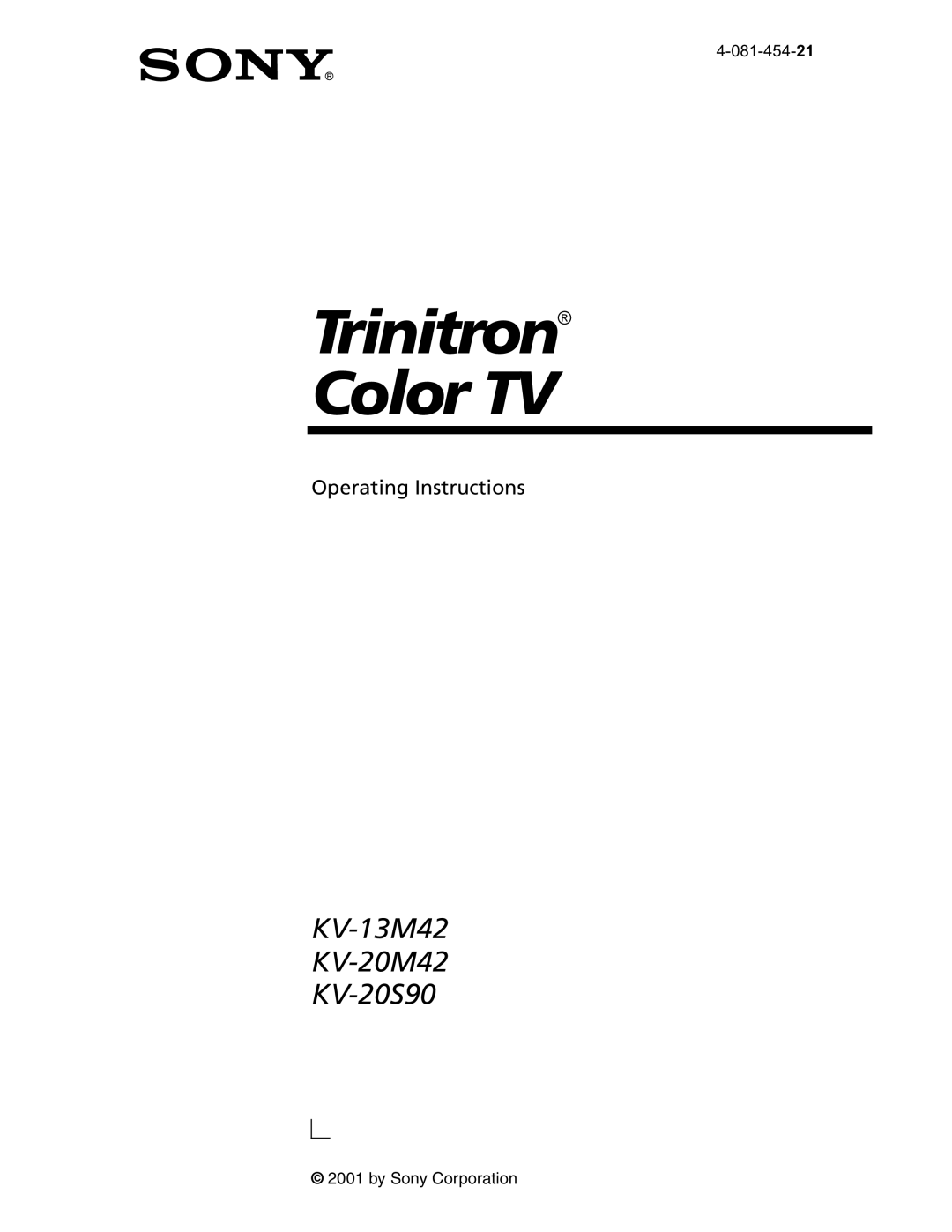 Sony KV-21SE43C, KV-20S90 service manual Trinitron Color TV 