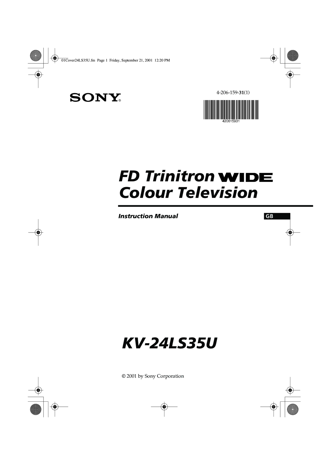 Sony instruction manual FD Trinitron Colour Television KV-24LS35U 