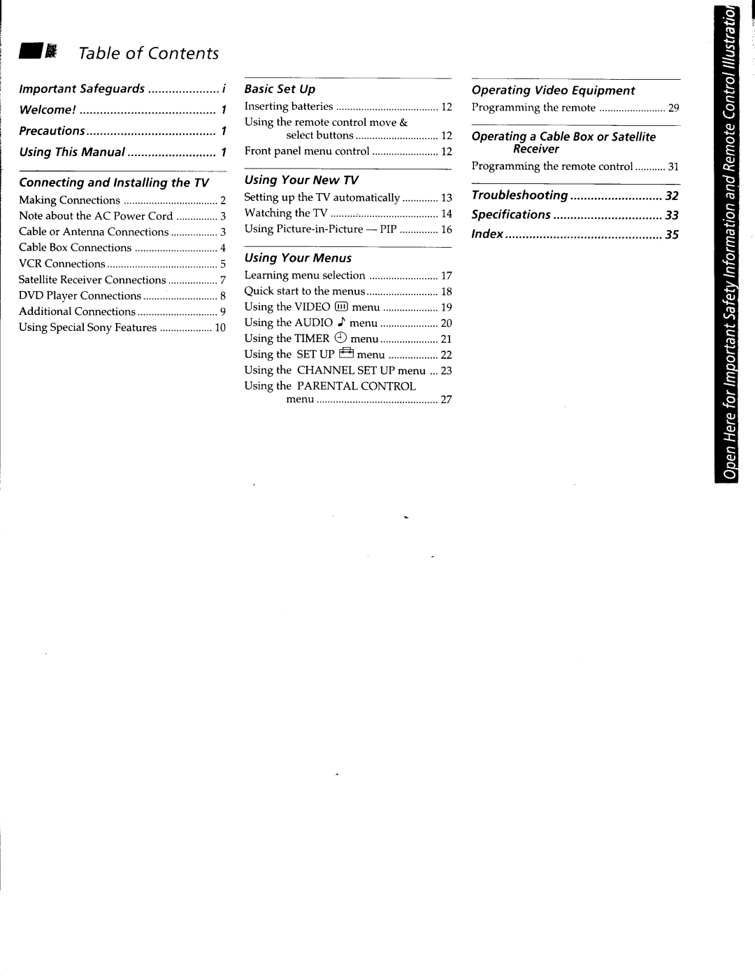 Sony KV-32FV15, KV-27FV15, KV-32FS10, KV-36FS10, KV-36FV15 manual 