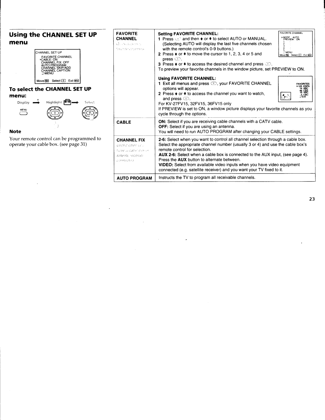 Sony KV-36FV15, KV-27FV15, KV-32FS10, KV-32FV15, KV-36FS10 manual 