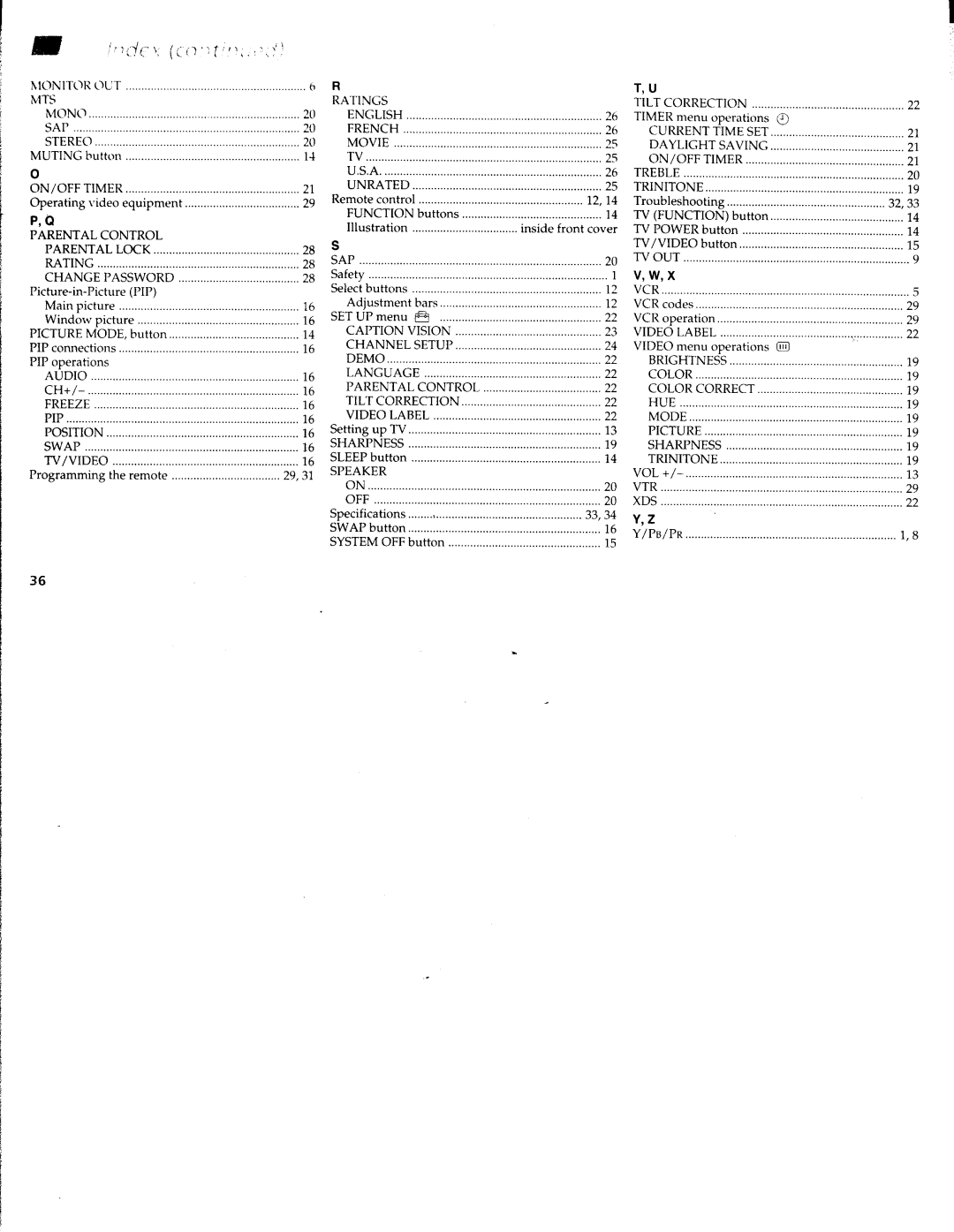 Sony KV-32FV15, KV-27FV15, KV-32FS10, KV-36FS10, KV-36FV15 manual 