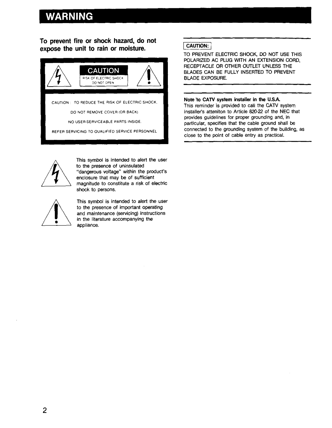 Sony KV-27HSR10, KV-32HSR10 manual Ecaution 