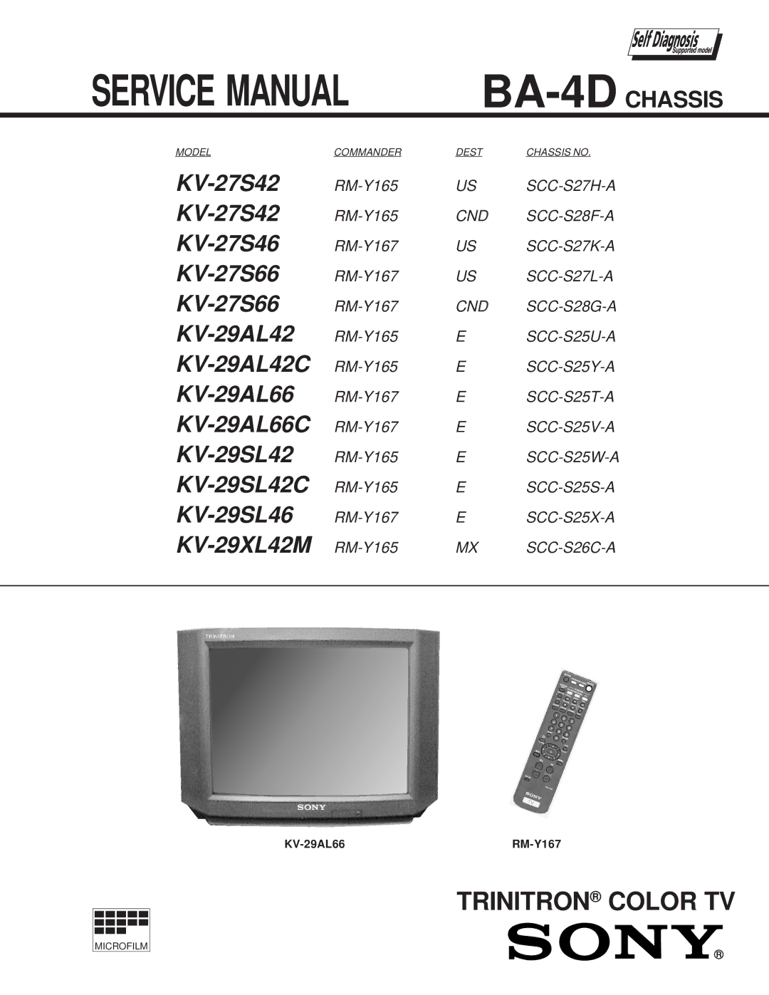 Sony KV-27S42 service manual Trinitron Color TV 