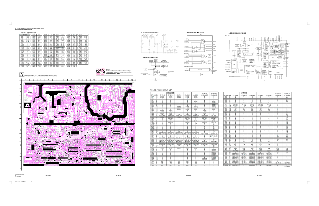 Sony KV-27S42 service manual Board * Mark Variant List 