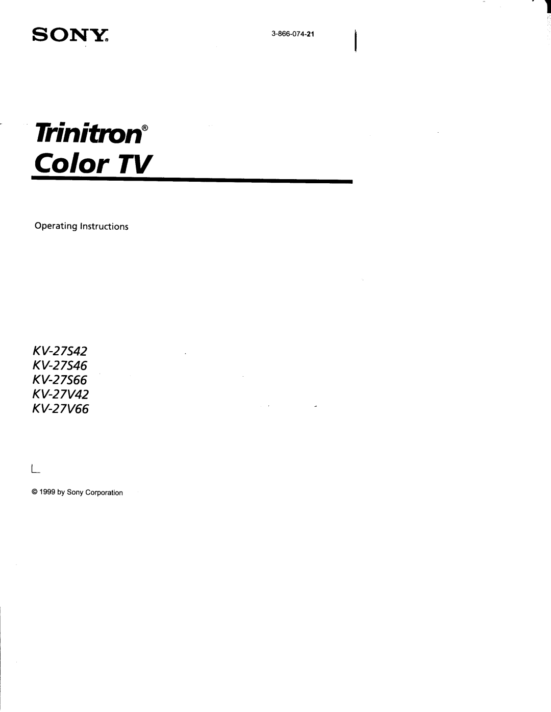 Sony KV-27S66, KV-27V42, KV-27S42, KV-27V66, KV-27S46 manual 