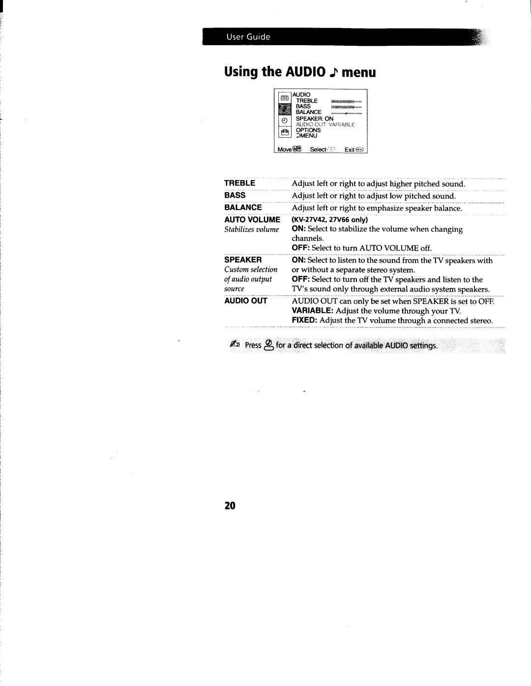 Sony KV-27S66, KV-27V42, KV-27S42, KV-27V66, KV-27S46 manual 