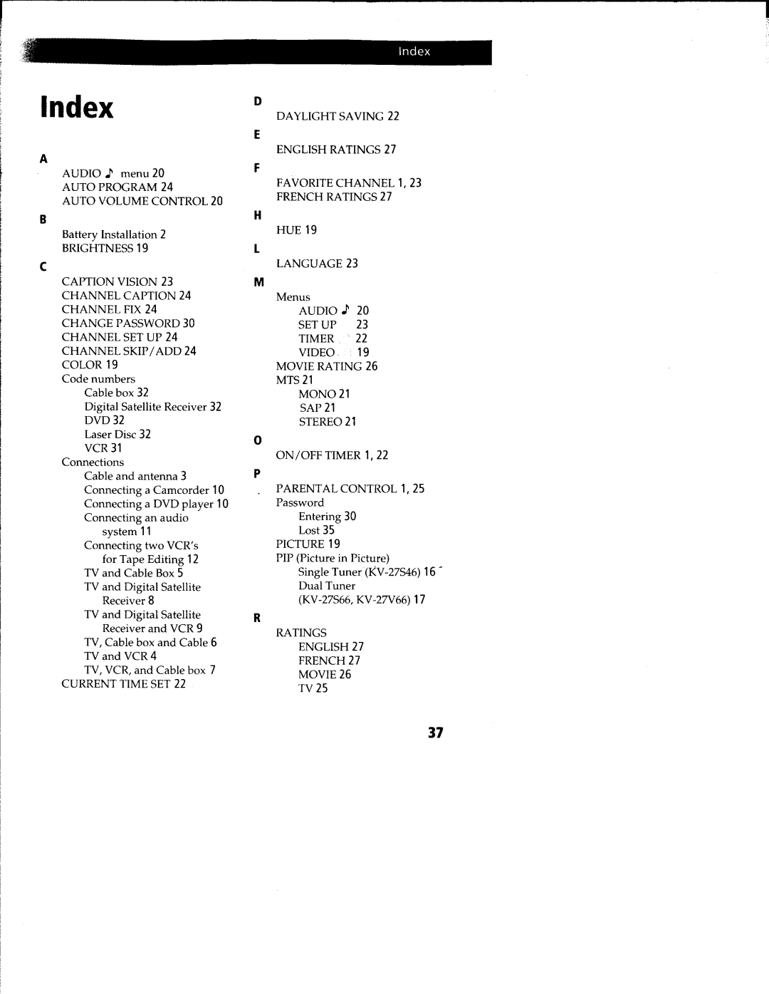 Sony KV-27V66, KV-27V42, KV-27S66, KV-27S42, KV-27S46 manual 