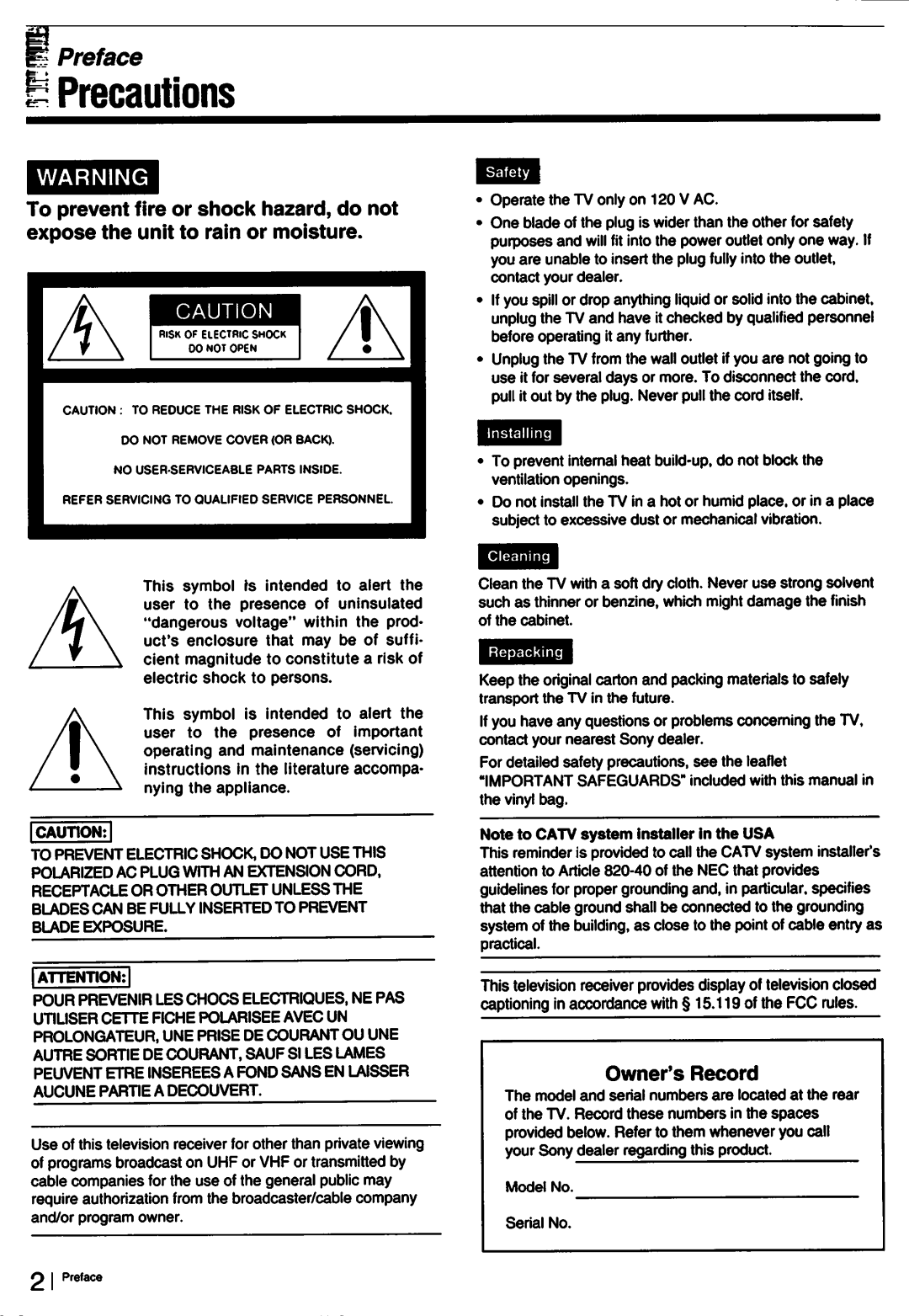 Sony KV-32XBR26, KV-27XBR36, KV-27XBR26, KV-32XBR36, KV-32XBR76 manual 