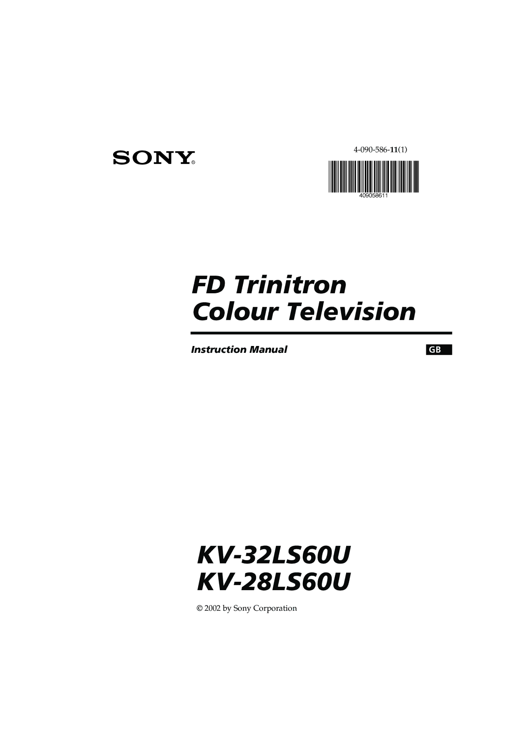 Sony instruction manual FD Trinitron Colour Television KV-32LS60U KV-28LS60U 