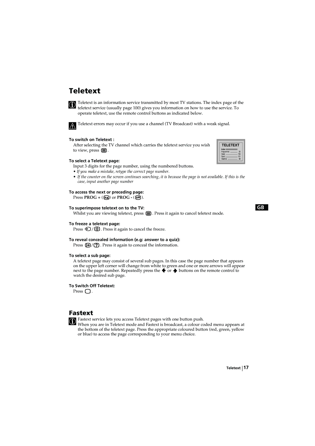 Sony KV-32LS60U, KV-28LS60U instruction manual Teletext 