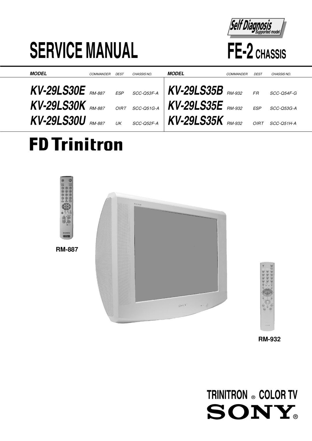 Sony KV-29LS30E service manual KV-29LS35B KV-29LS35E KV-29LS35K, FE-2CHASSIS 