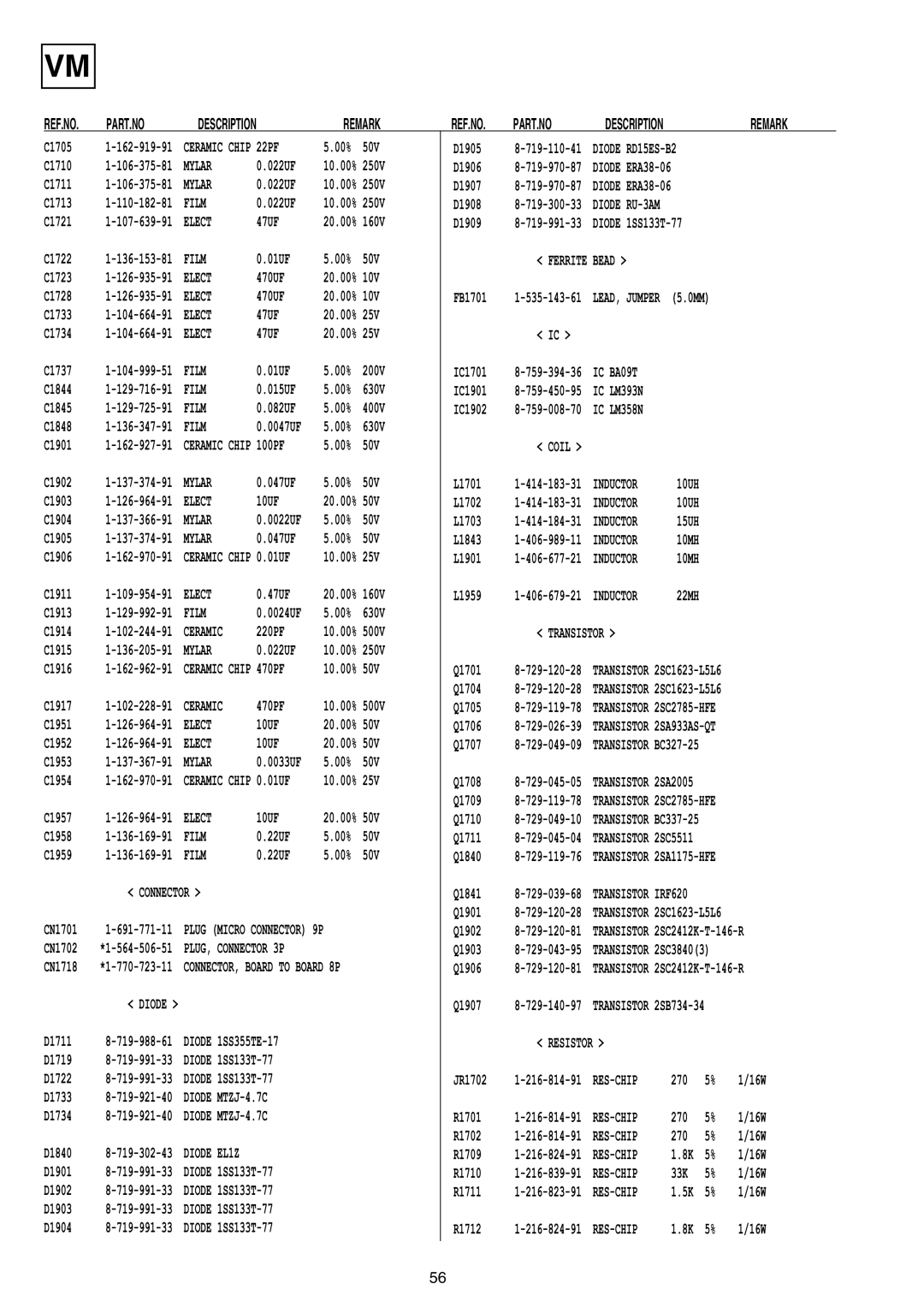 Sony KV-29LS30E service manual Bead, IC BA09T, IC LM393N, IC LM358N, Transistor 2SC2412K-T-146-R, Diode MTZJ-4.7C 