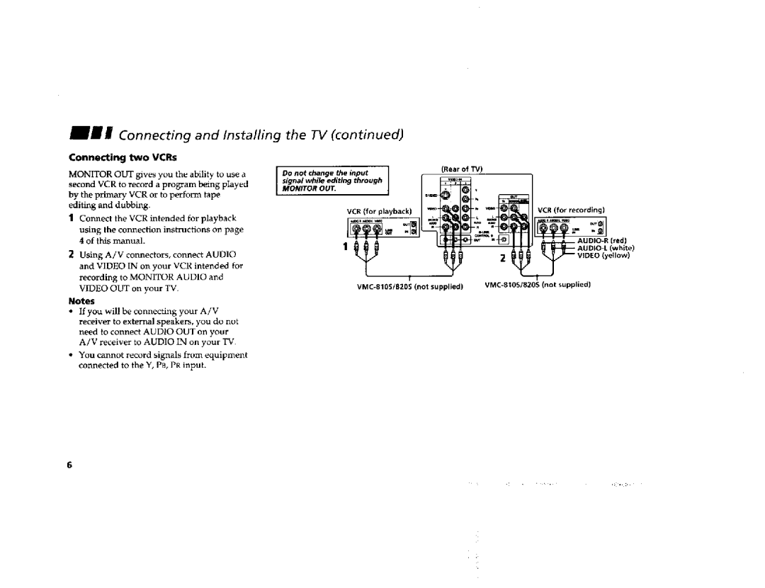 Sony KV-36FV1, KV-32FV1 manual Connecting two VCRs, Rear of TV 