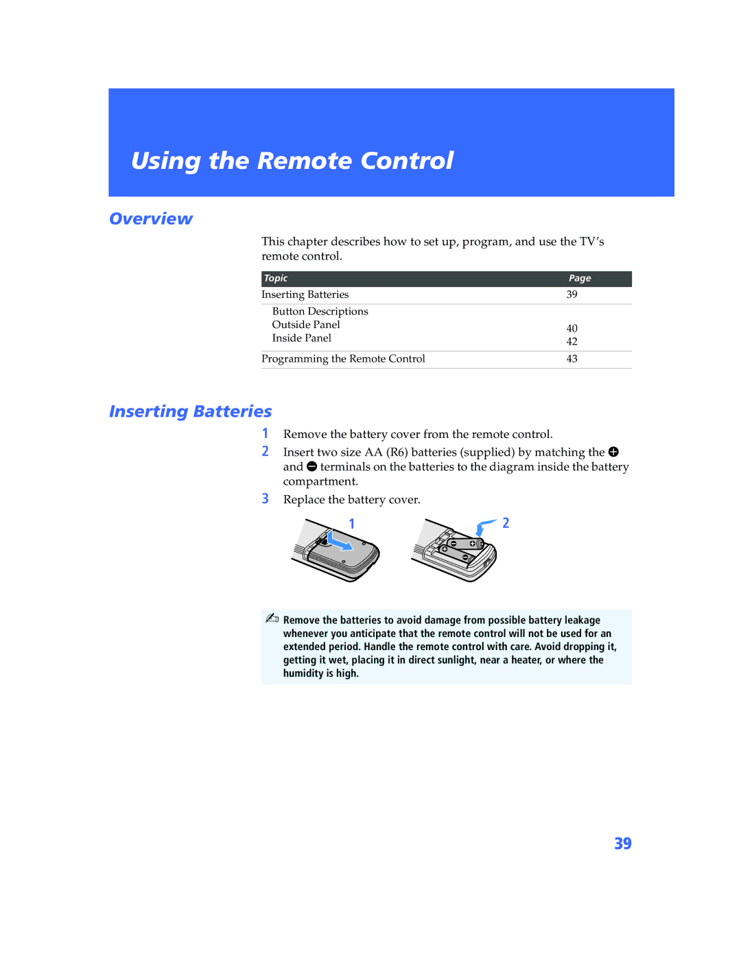 Sony KV-32HS500 manual Using the Remote Control, Inserting Batteries 