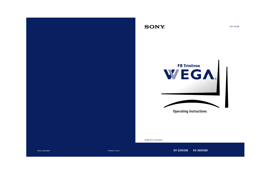 Sony KV-32HS500 manual Operating Instructions 