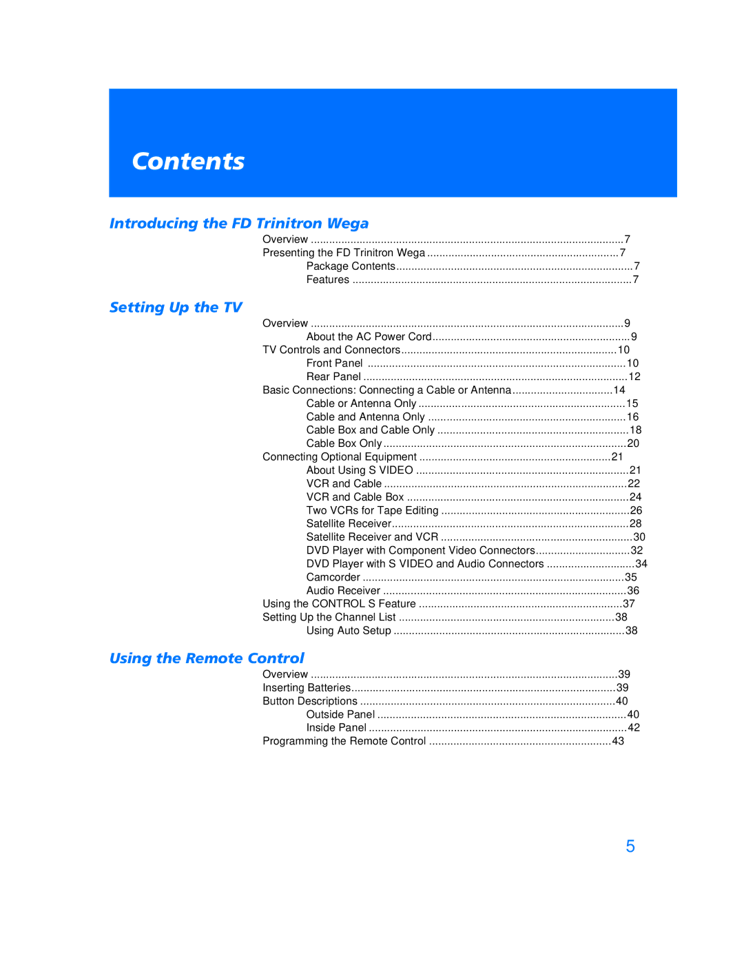 Sony KV 32HV600 manual Contents 