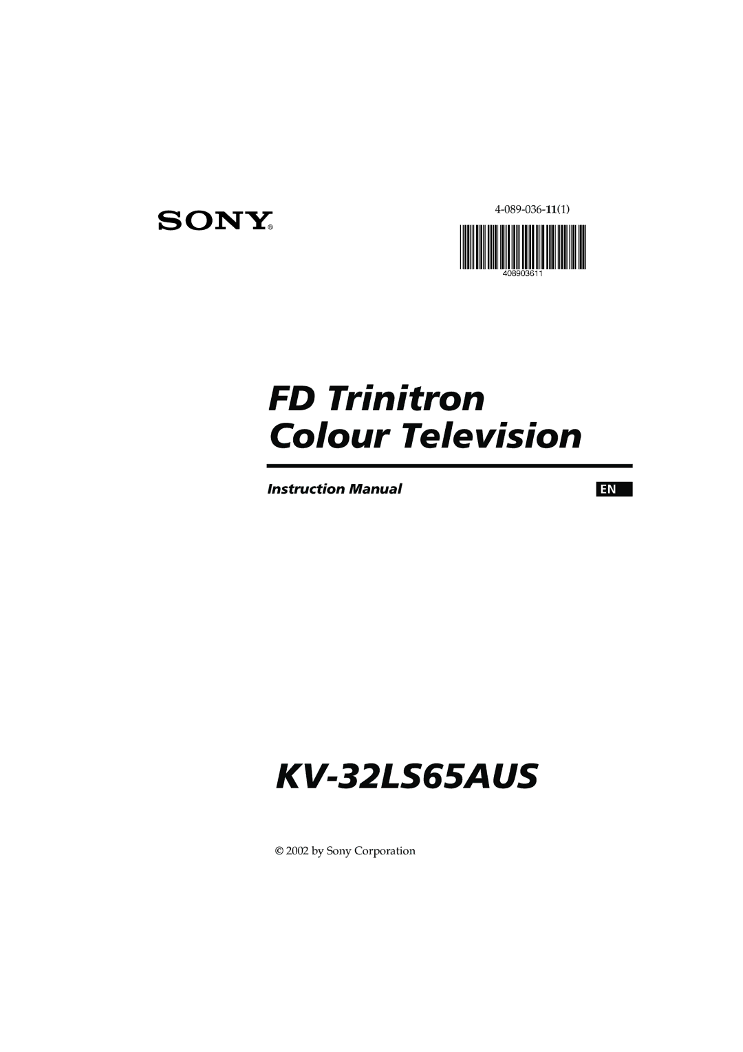 Sony KV-32LS65AUS instruction manual 