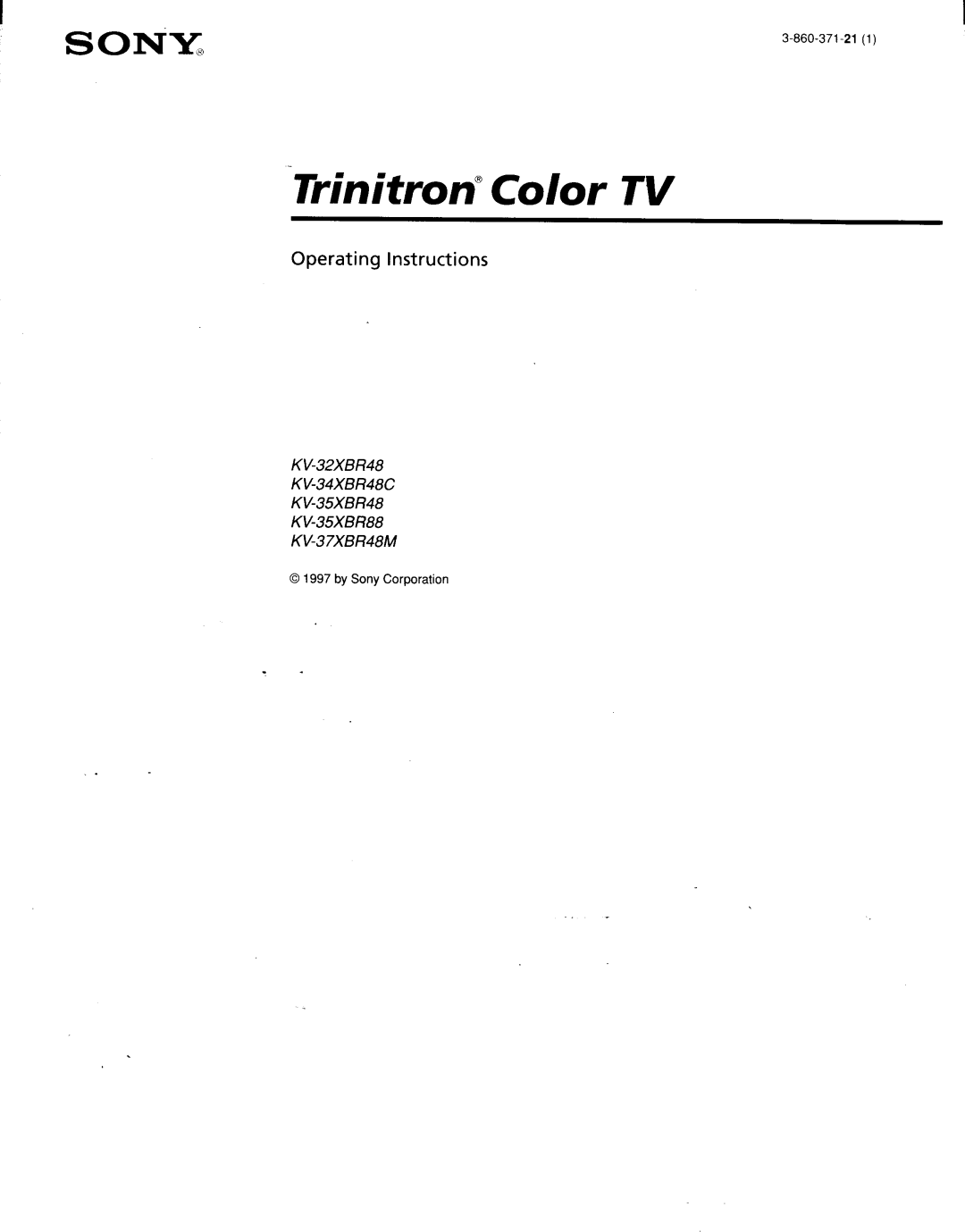 Sony KV-34XBR48C, KV-32XBR48, KV-35XBR48, KV-35XBR88, KV-37XBR48M manual 