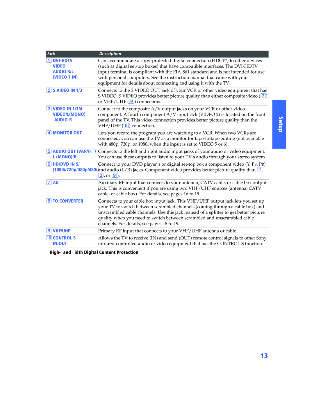 Sony KV-34XBR800 operating instructions Video in 1/3/4, HD/DVD in 5/6 