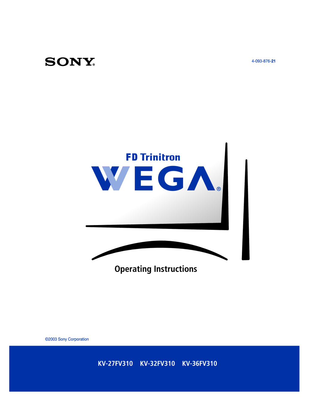 Sony KV 32FV310, KV 36FV310, KV-27FV310, KV-32FV310, KV-36FV310 manual 