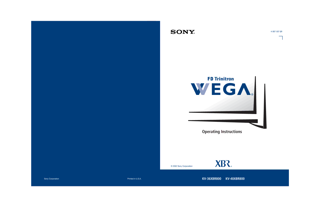 Sony KV-40XBR800, KV-36XBR800 manual Operating Instructions 