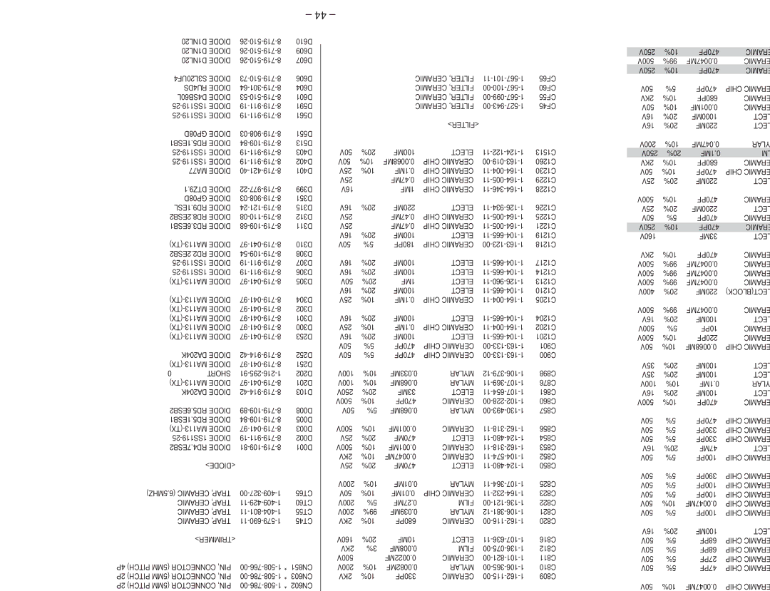 Sony KV-G142M service manual Electrical Parts List, F35430206 