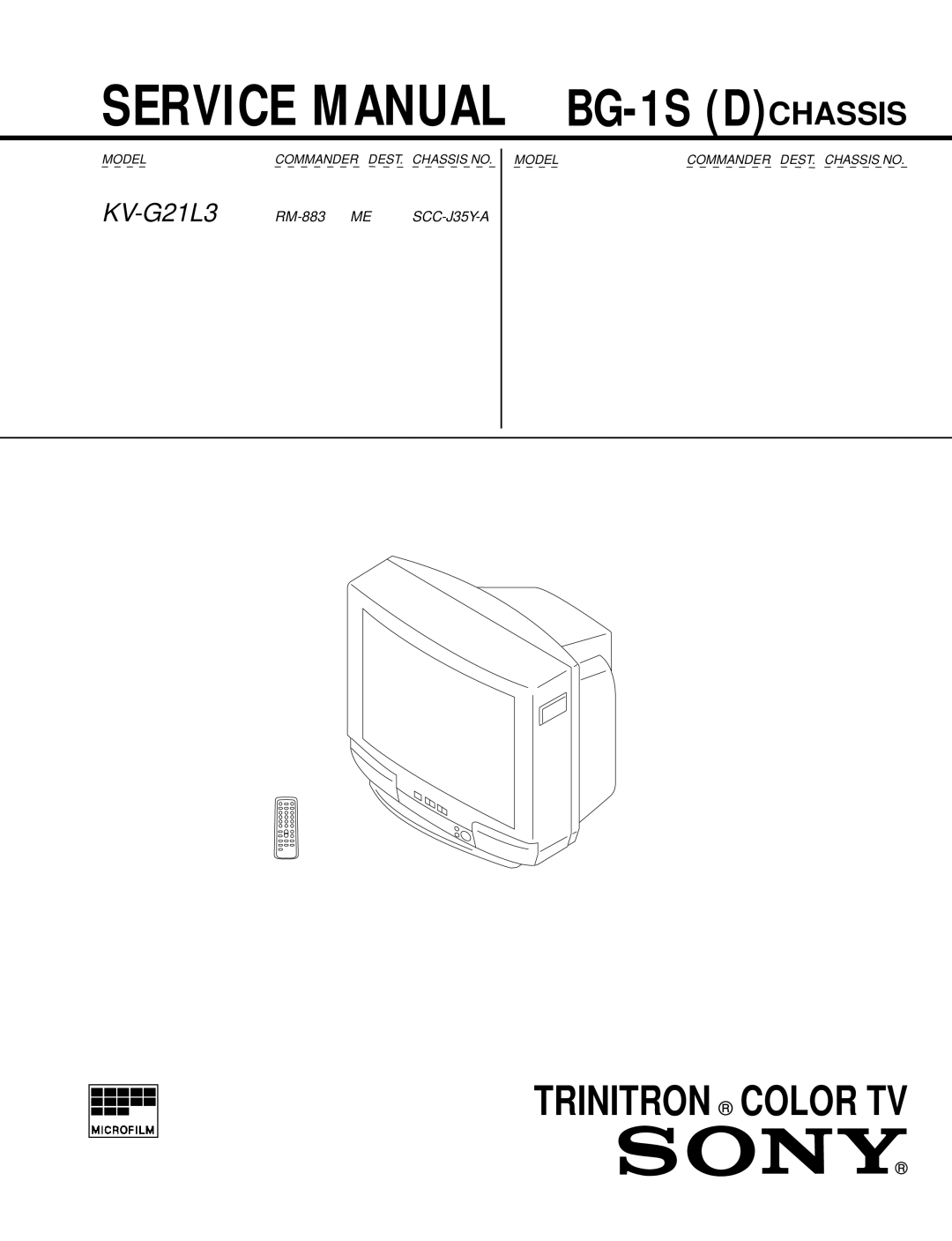 Sony KV-G21L3 service manual BG-1S Dchassis 