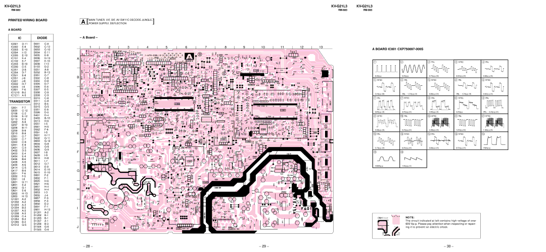 Sony KV-G21L3 service manual Printed Wiring Board, Diode, Transistor 