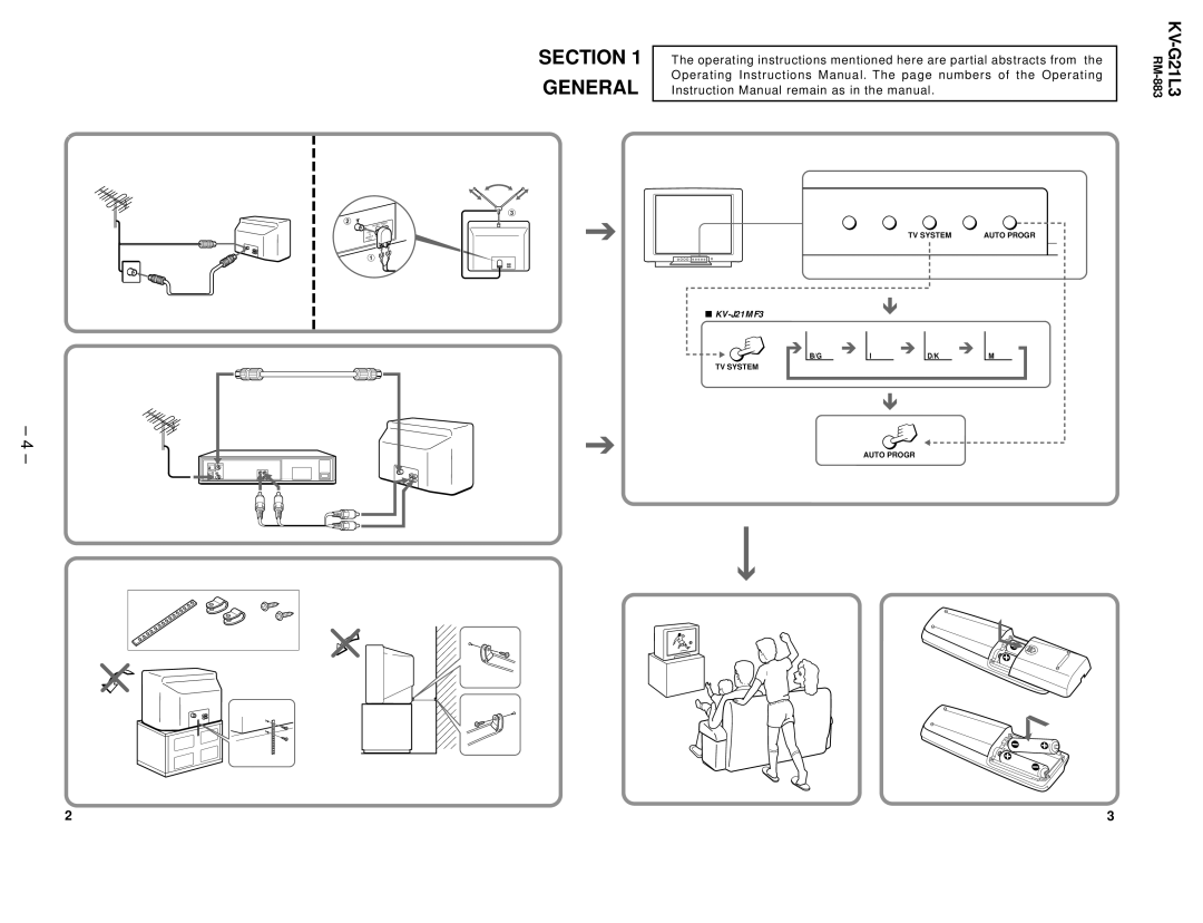 Sony KV-G21L3 service manual Section, General 