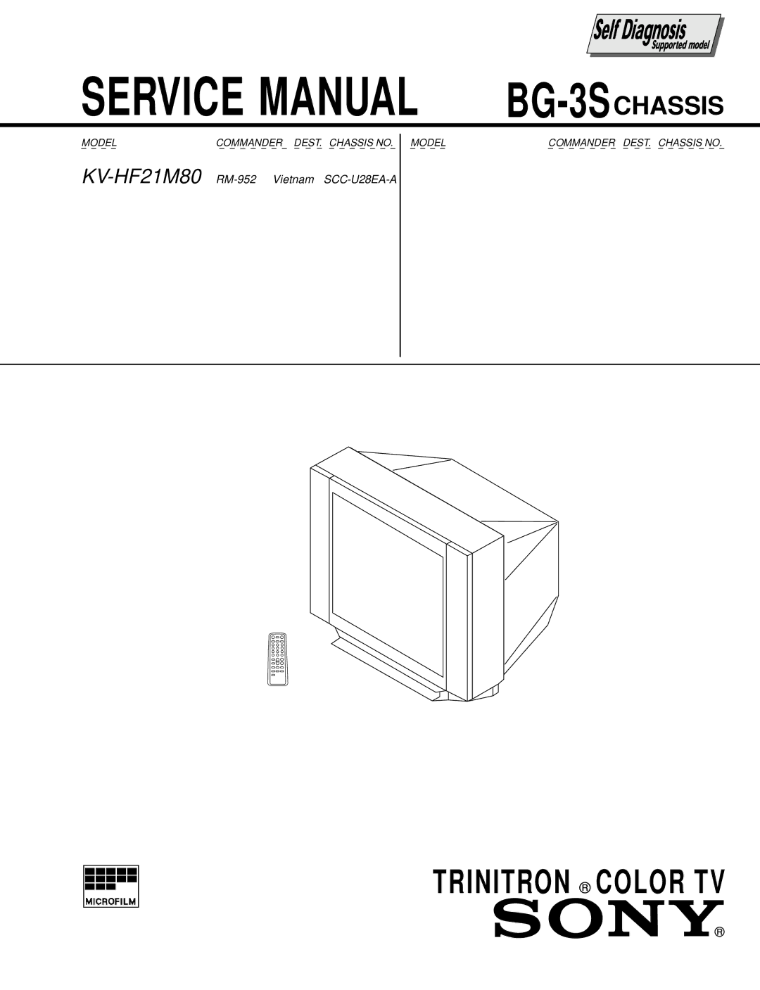 Sony KV-HF21M80 service manual Trinitron Color TV 