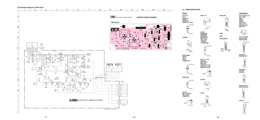 Sony KV-HF21M80 service manual Schematic Diagram of VM1 board, Semiconductors, VM1 Board 