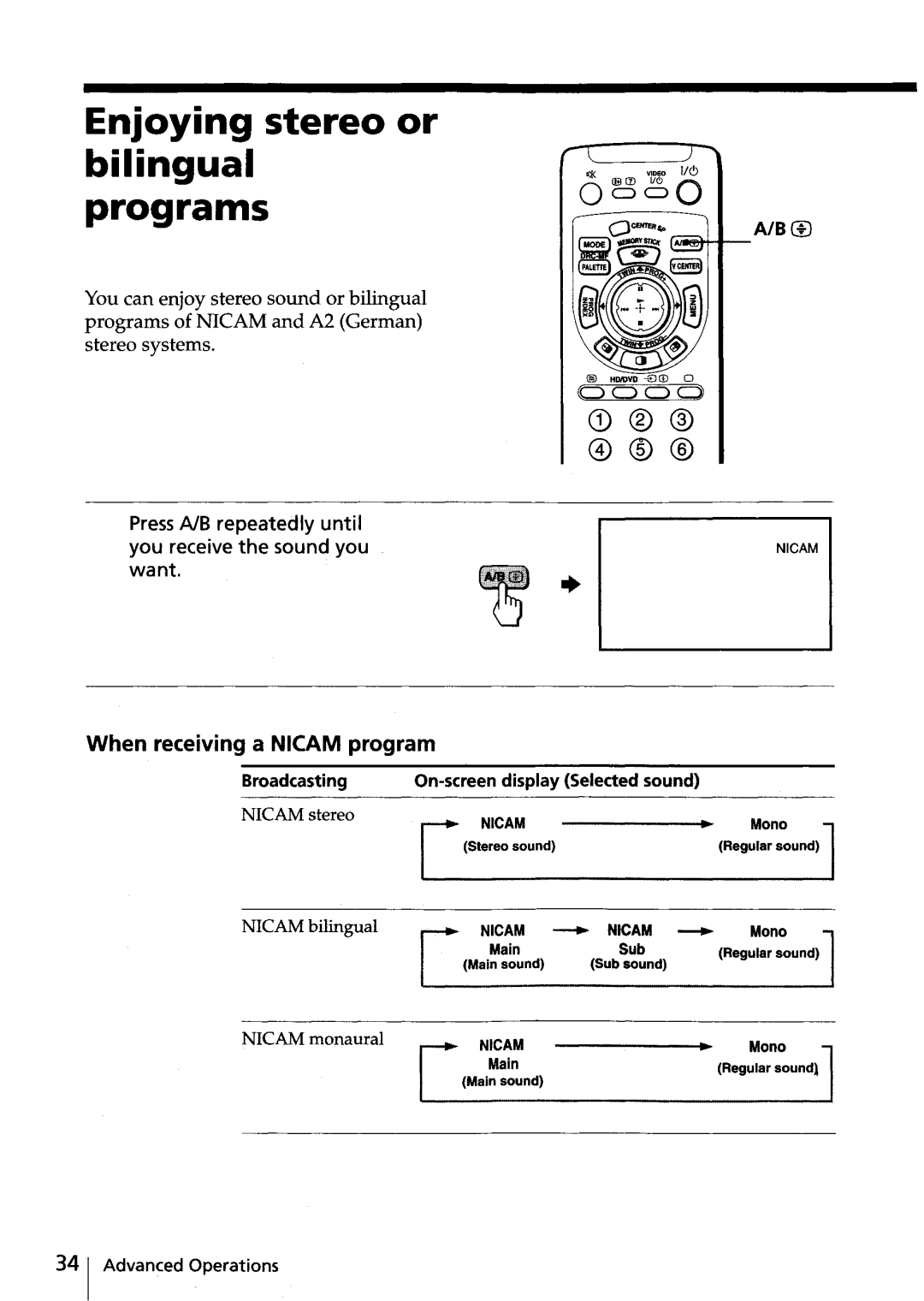 Sony KV-HR32, KV-HR36 manual Enjoying stereo or bilingual 