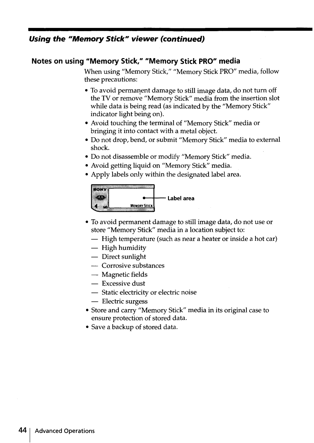 Sony KV-HR32, KV-HR36 manual Using the IIMemory Stickl l viewer 