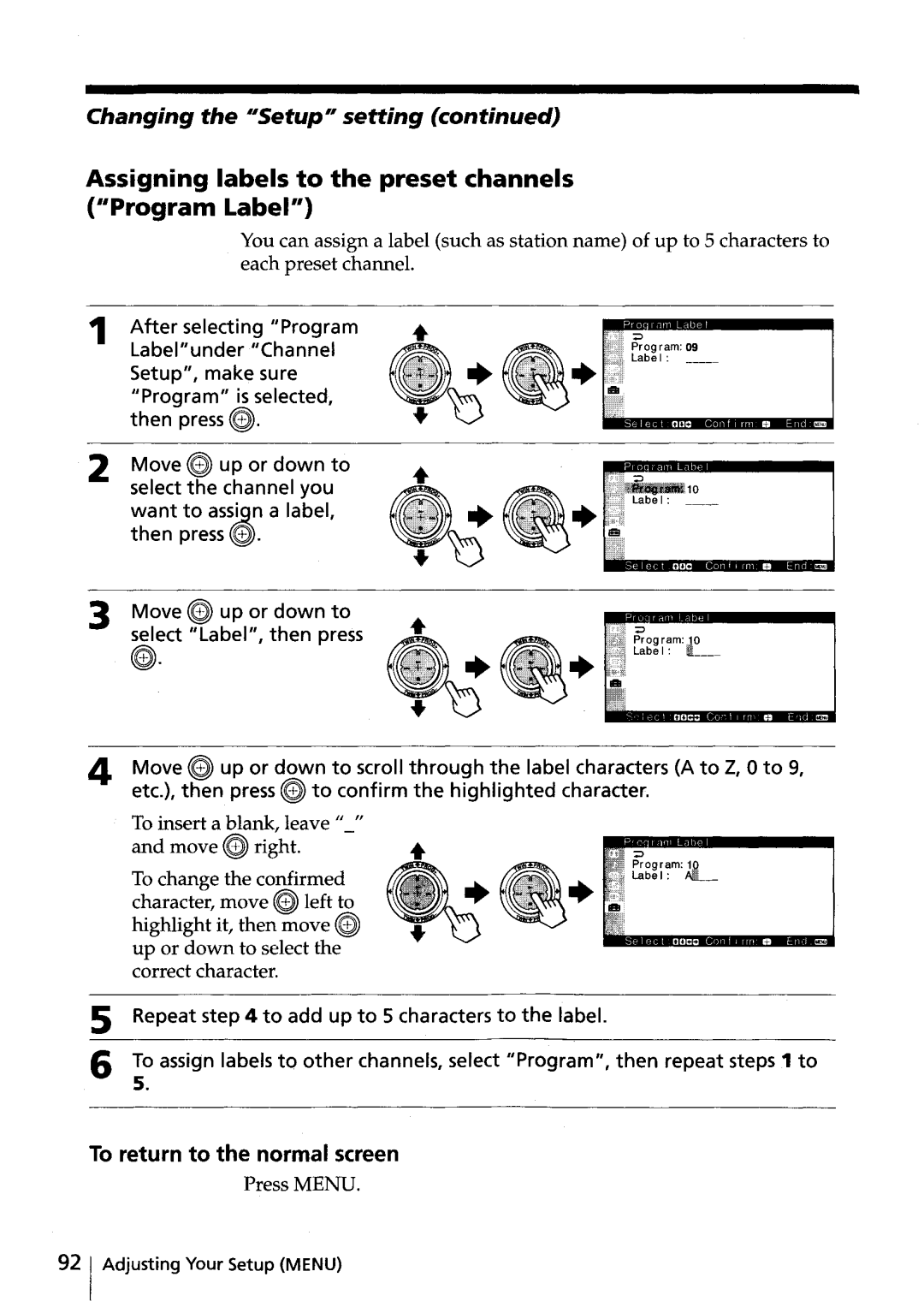 Sony KV-HR32, KV-HR36 manual Assigning labels to the preset channels CIIProgram Label l l 