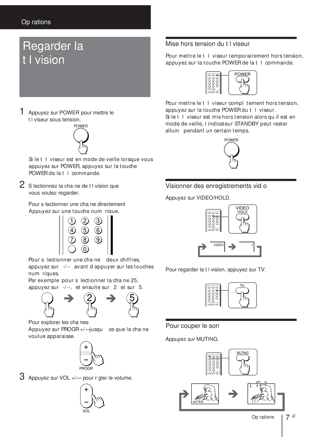 Sony KV-T21, KV-T25, KV-2168 manual Regarder la télévision 