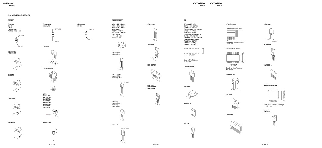 Sony KV-T29SN81 service manual Semiconductors, EL1Z GP08D 