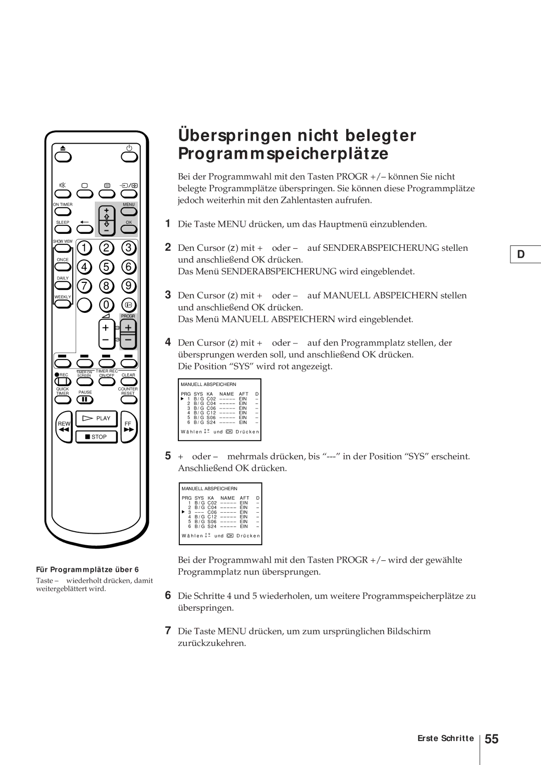 Sony KV-21V4D, KV-V2110D operating instructions PRG SYS KA Name AFT 