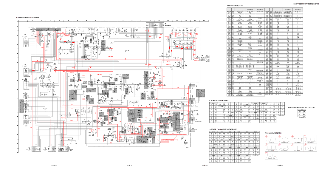 Sony KV27FV16 Board Mark * List, Board Schematic Diagram, Board IC Voltage List, Board Transistor Voltage List 