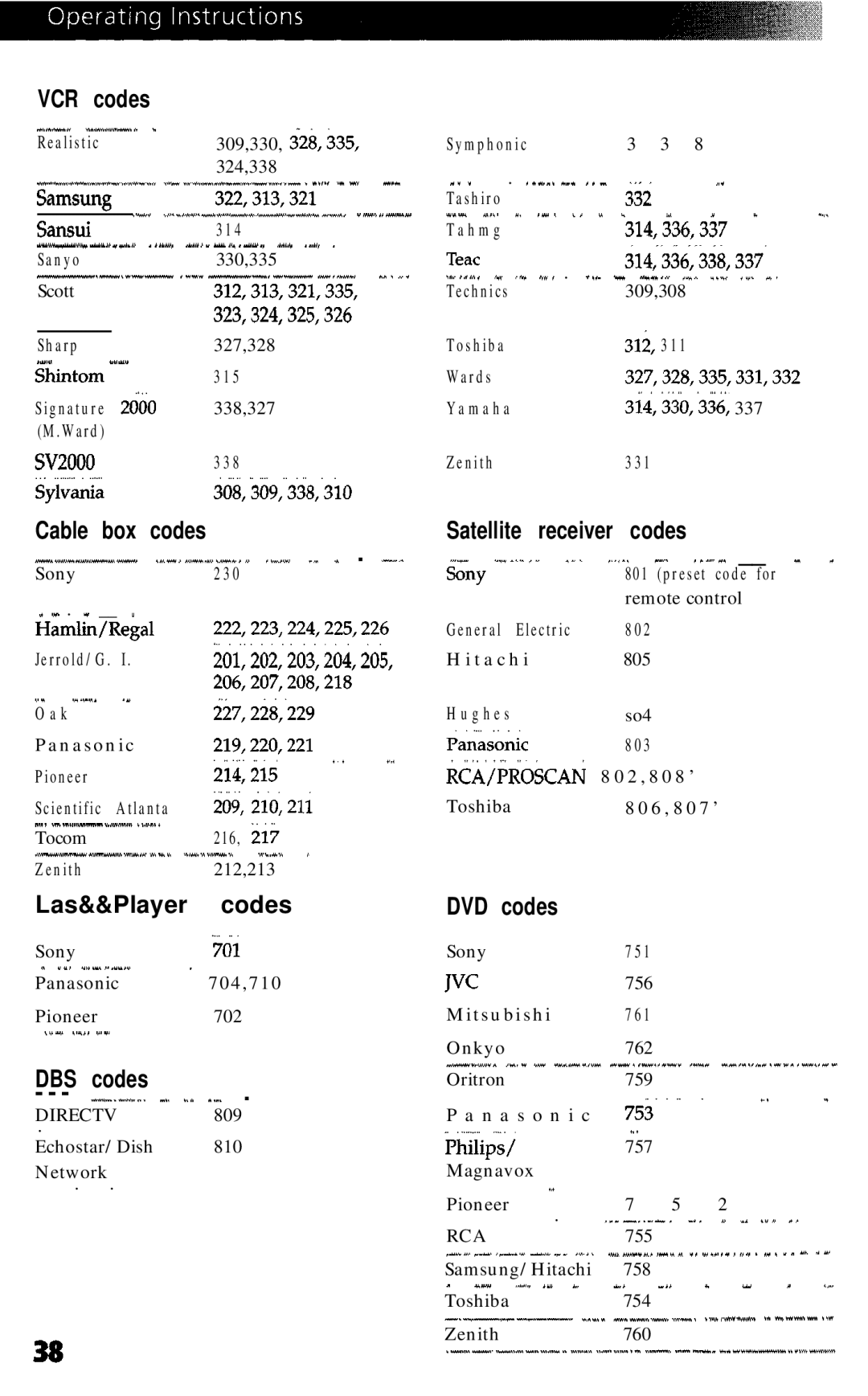 Sony KV 32FS13, KW27FS17, KV-32FSI 7, KV-27FVL7 manual Cable box codes ~- .l, Las&&Player Codes, Sony, Satellite, DVD codes 