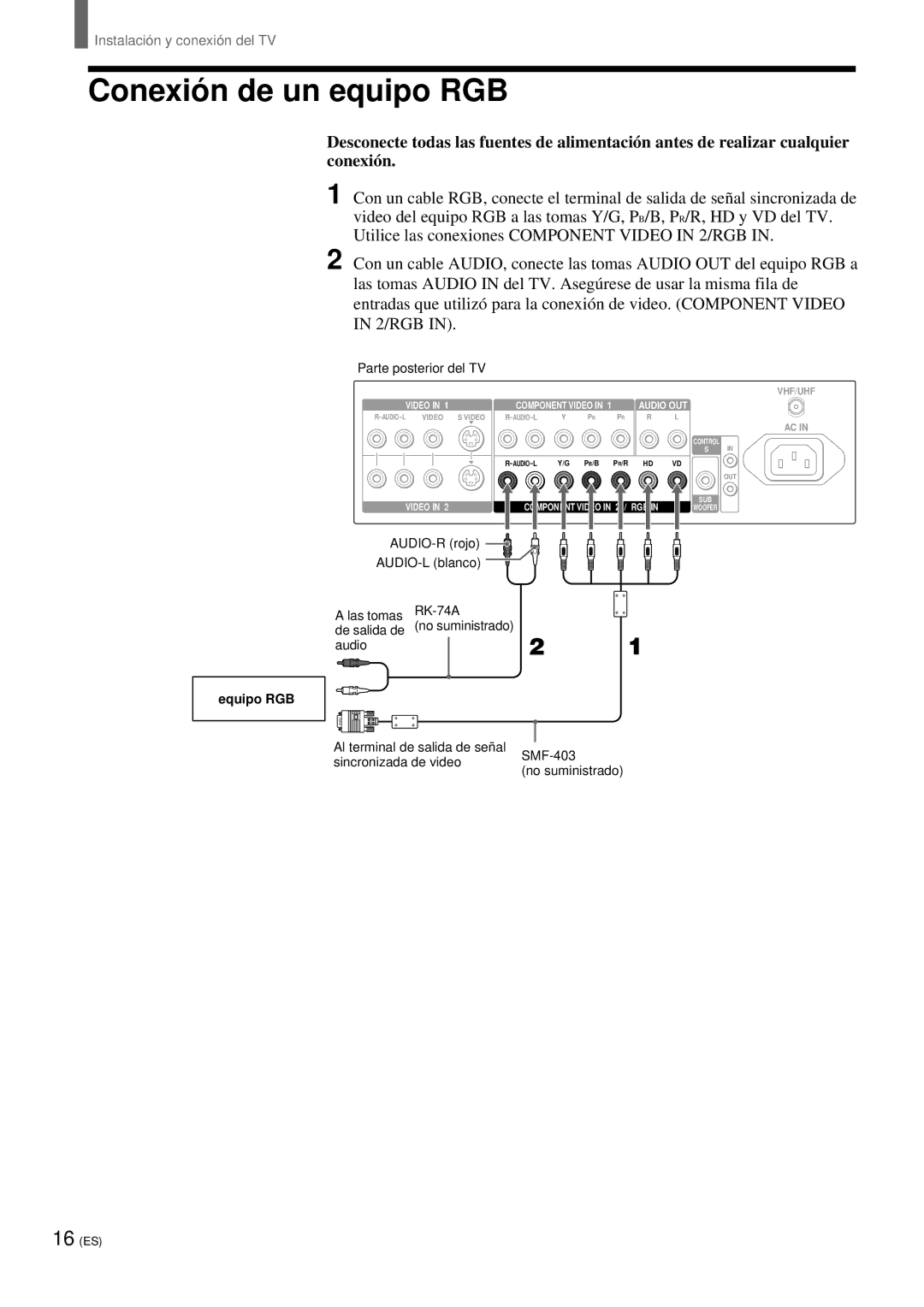 Sony KZ 42TS1, KZ-32TS1 manual Conexió n de un equipo RGB 