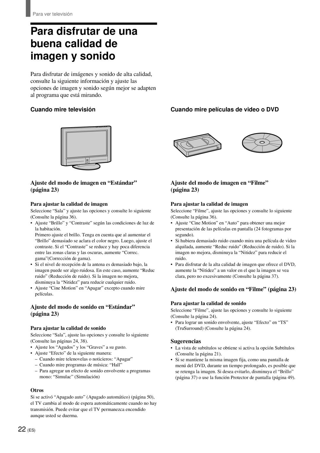 Sony KZ 42TS1, KZ-32TS1 manual Para disfrutar de una buena calidad de imagen y sonido, Cuando mire televisió n 