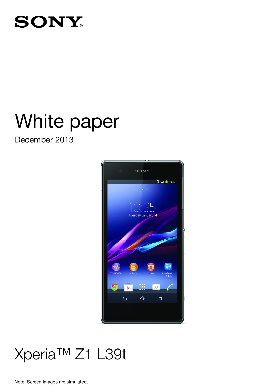 Sony manual White paper, Xperia Z1 L39t, December 