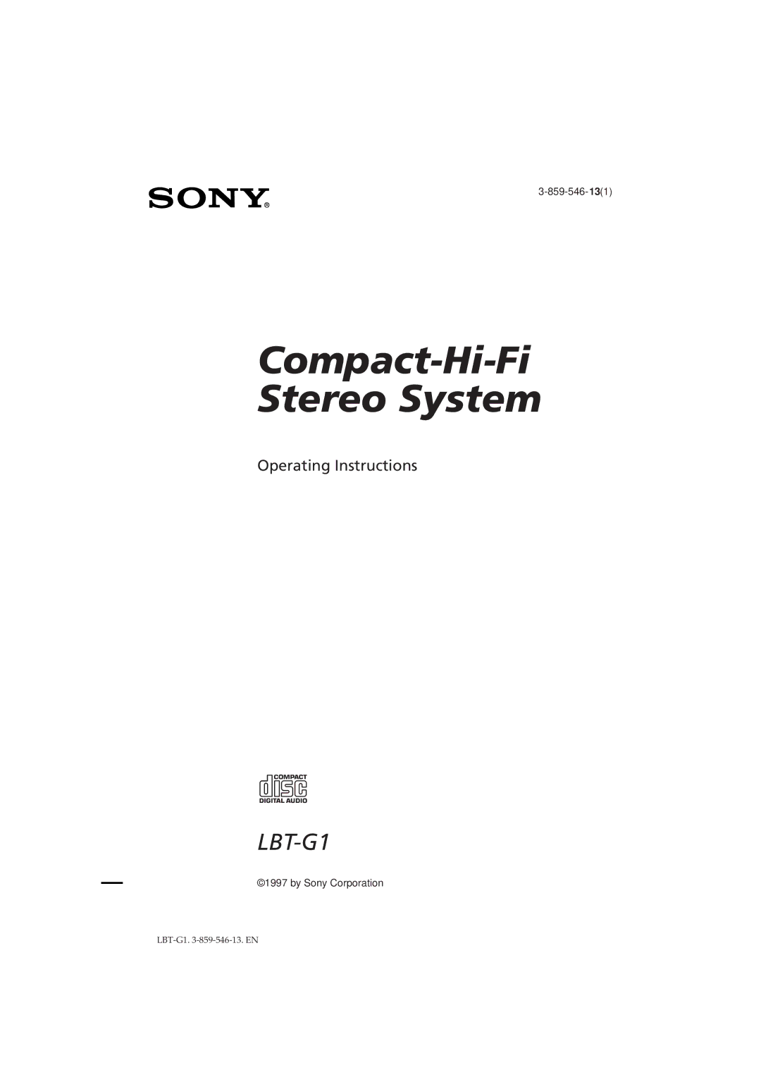 Sony LBT-G1 manual Compact-Hi-Fi Stereo System 